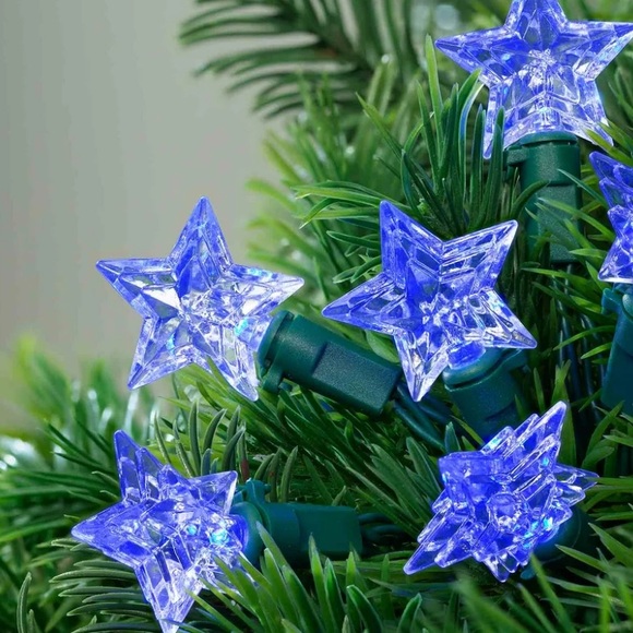Set of 2 Holiday Time 20 Cool White to Blue STAR Color Changing LED Lights - Picture 4 of 7